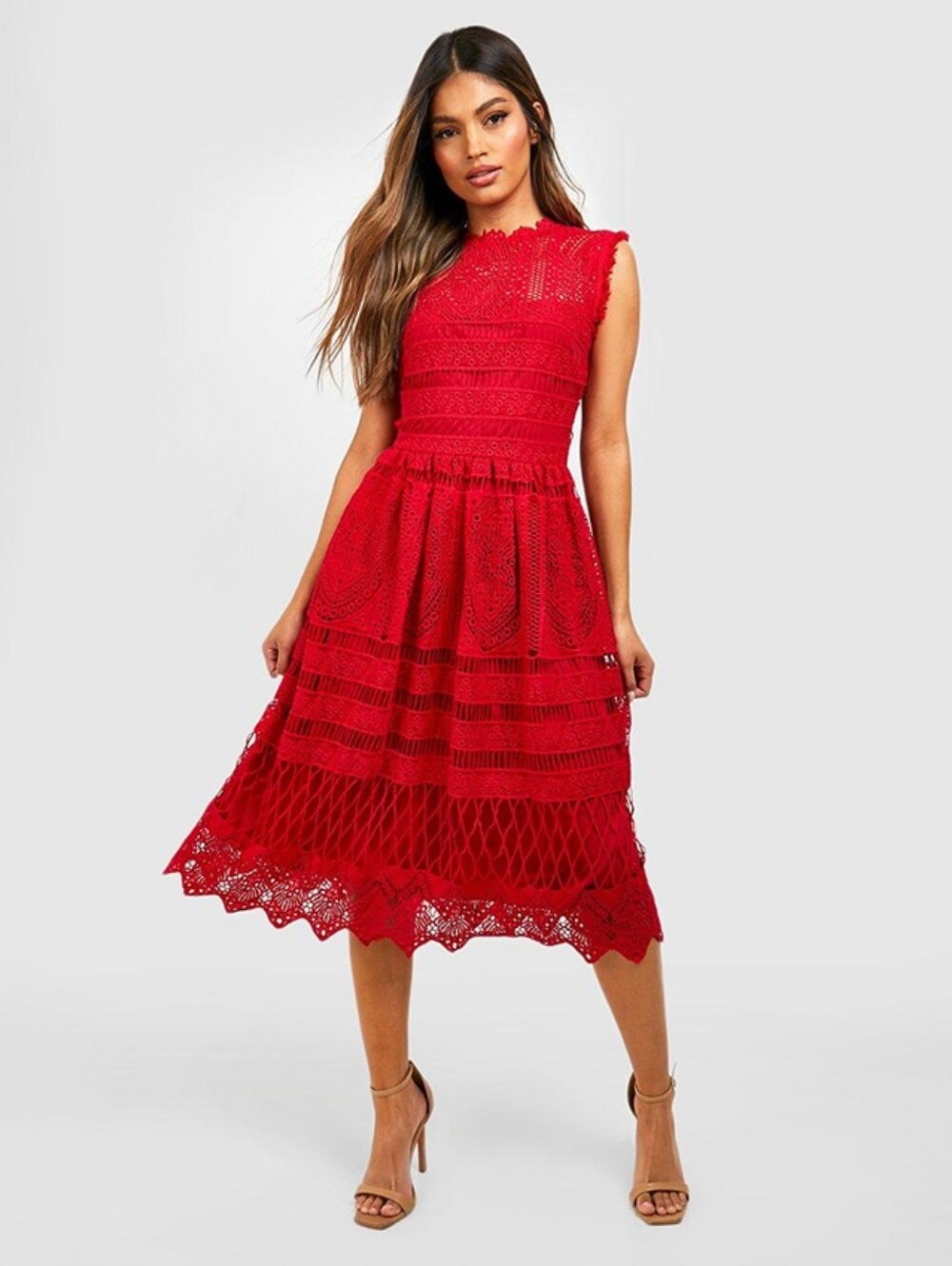 Boohoo Bridesmaids Lace Midi Dress
